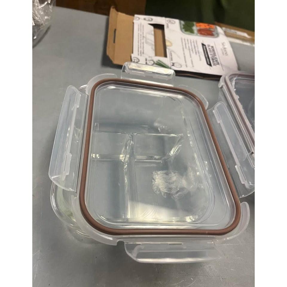 Sedona Kitchen Set of 2, 3 Compartment Glass Food Storage