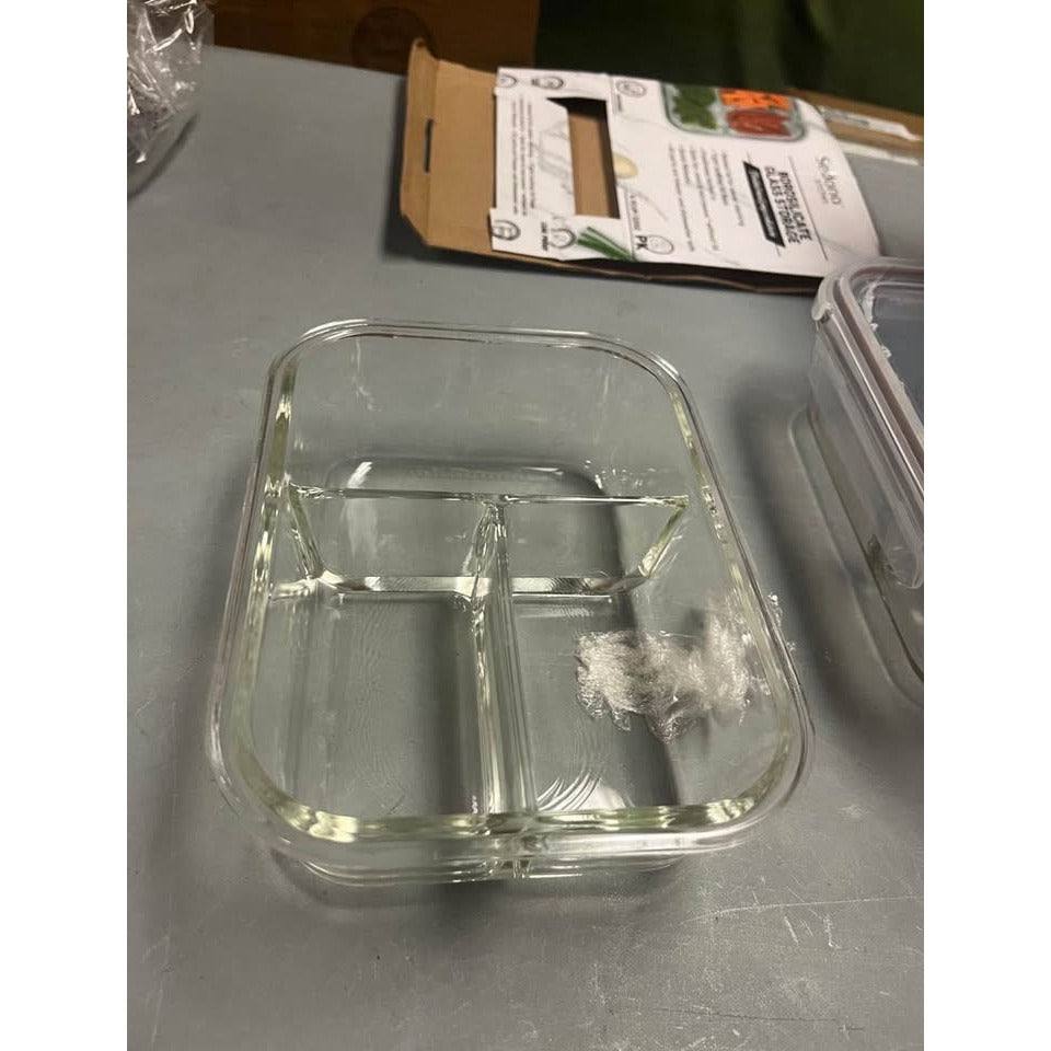 Sedona Kitchen Set of 2, 3 Compartment Glass Food Storage