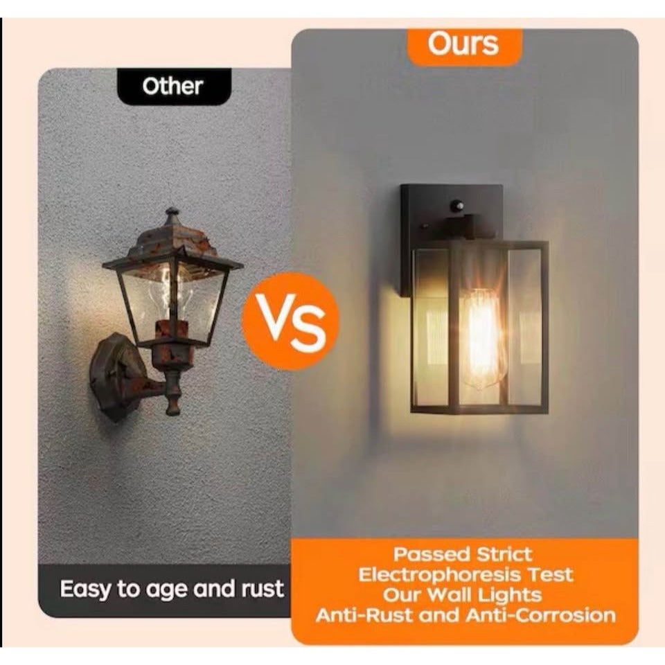 Rottogoon 9.7"" Black Modern Outdoor Lighting Fixture, Waterproof Sensor Wall Sconce Lamp,Exterior