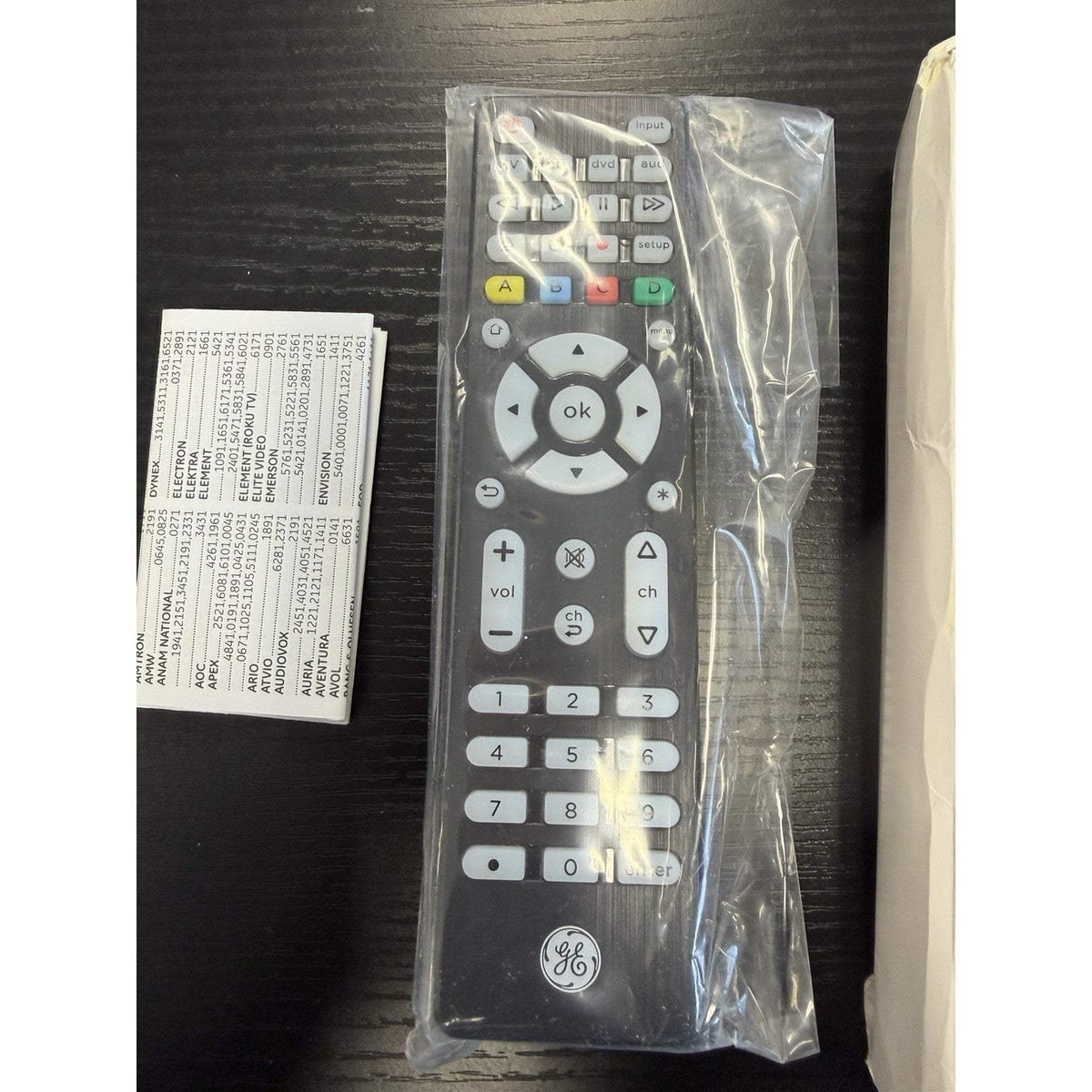 GE 4-Device Backlit Universal Remote TV Control Black Model 48843