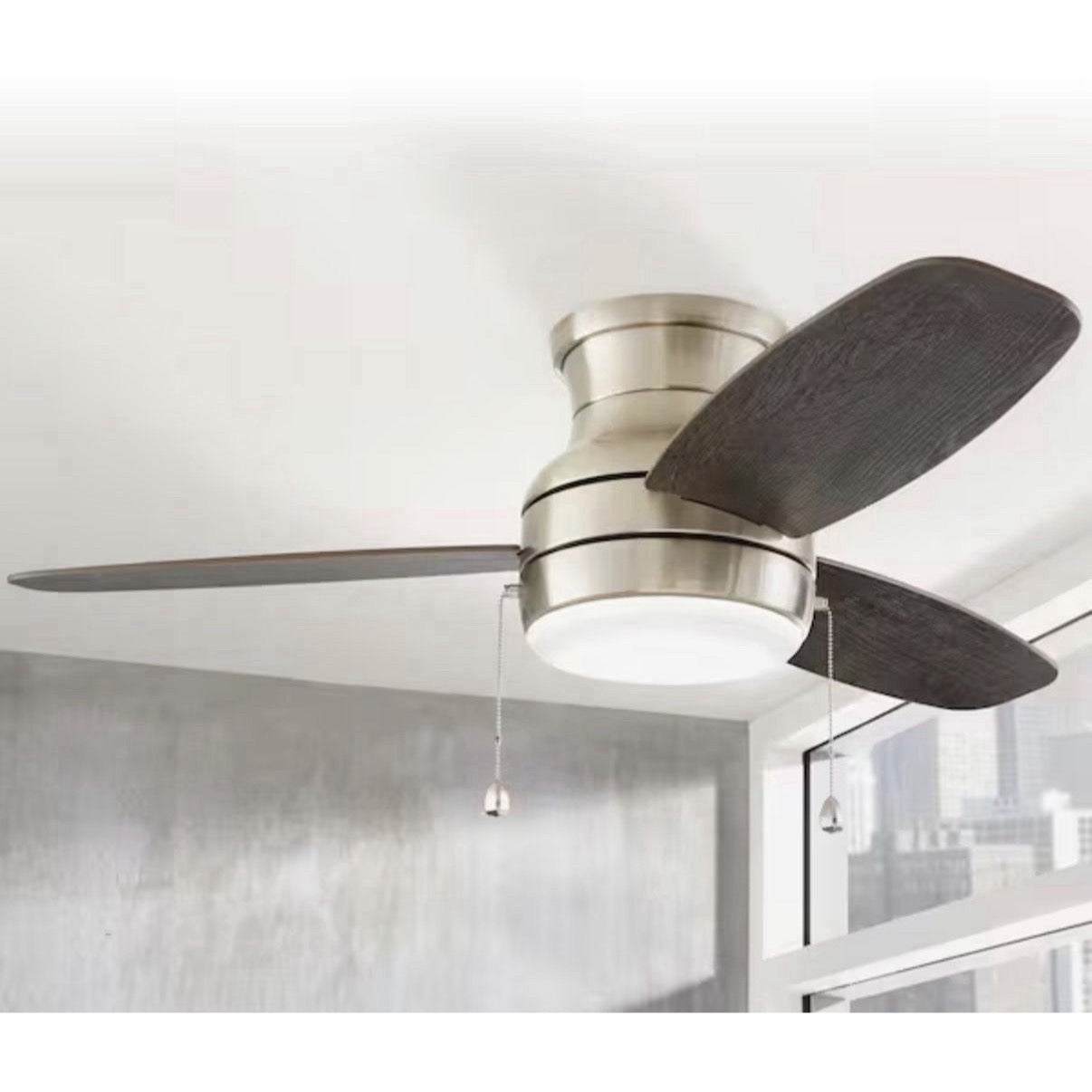 Home Decorators Ashby Park 44 in. brushed nickel LED ceiling fan with reversible blades and integrated light kit