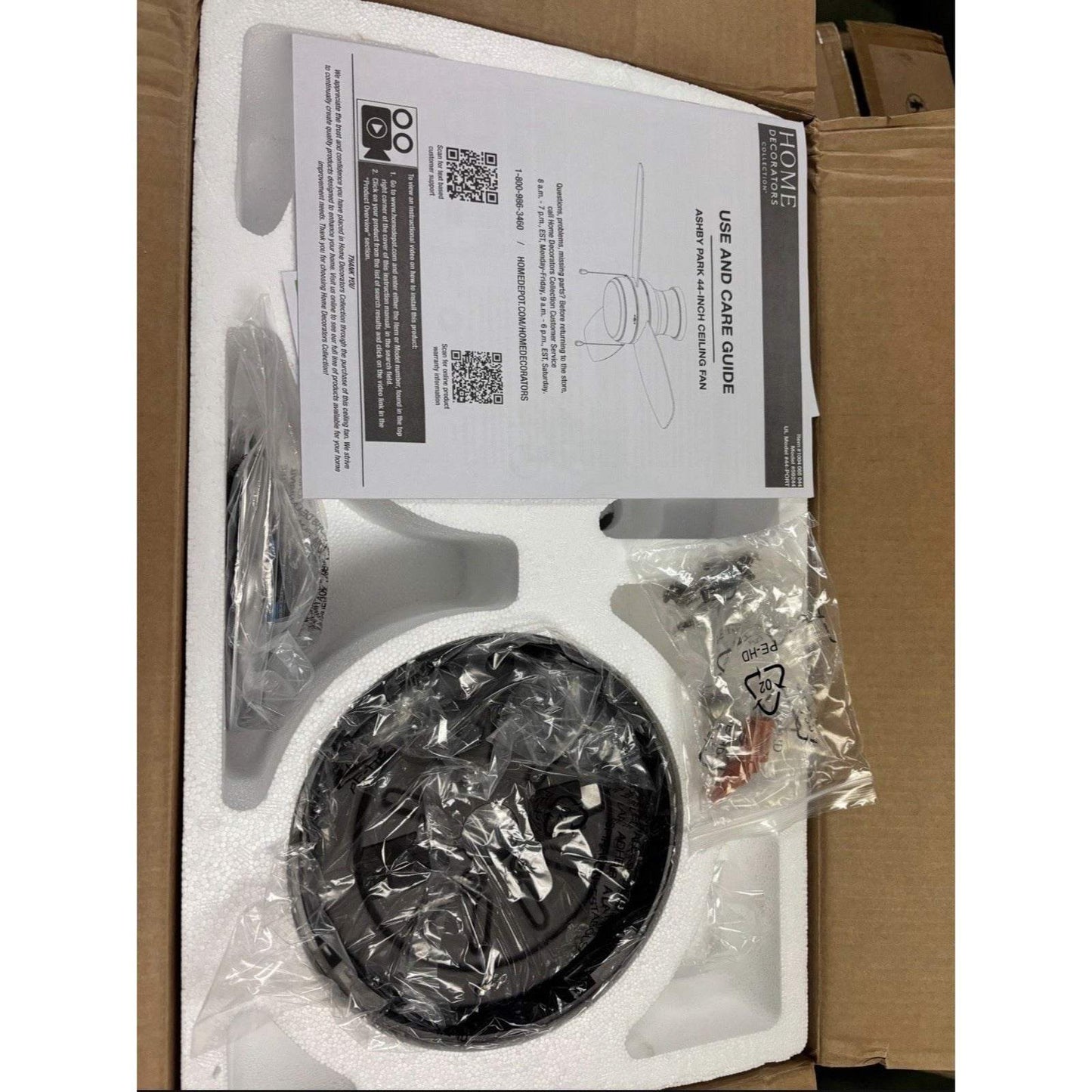 Home Decorators Ashby Park 44 in. LED Brushed Nickel Ceiling Fan w/ Light Kit