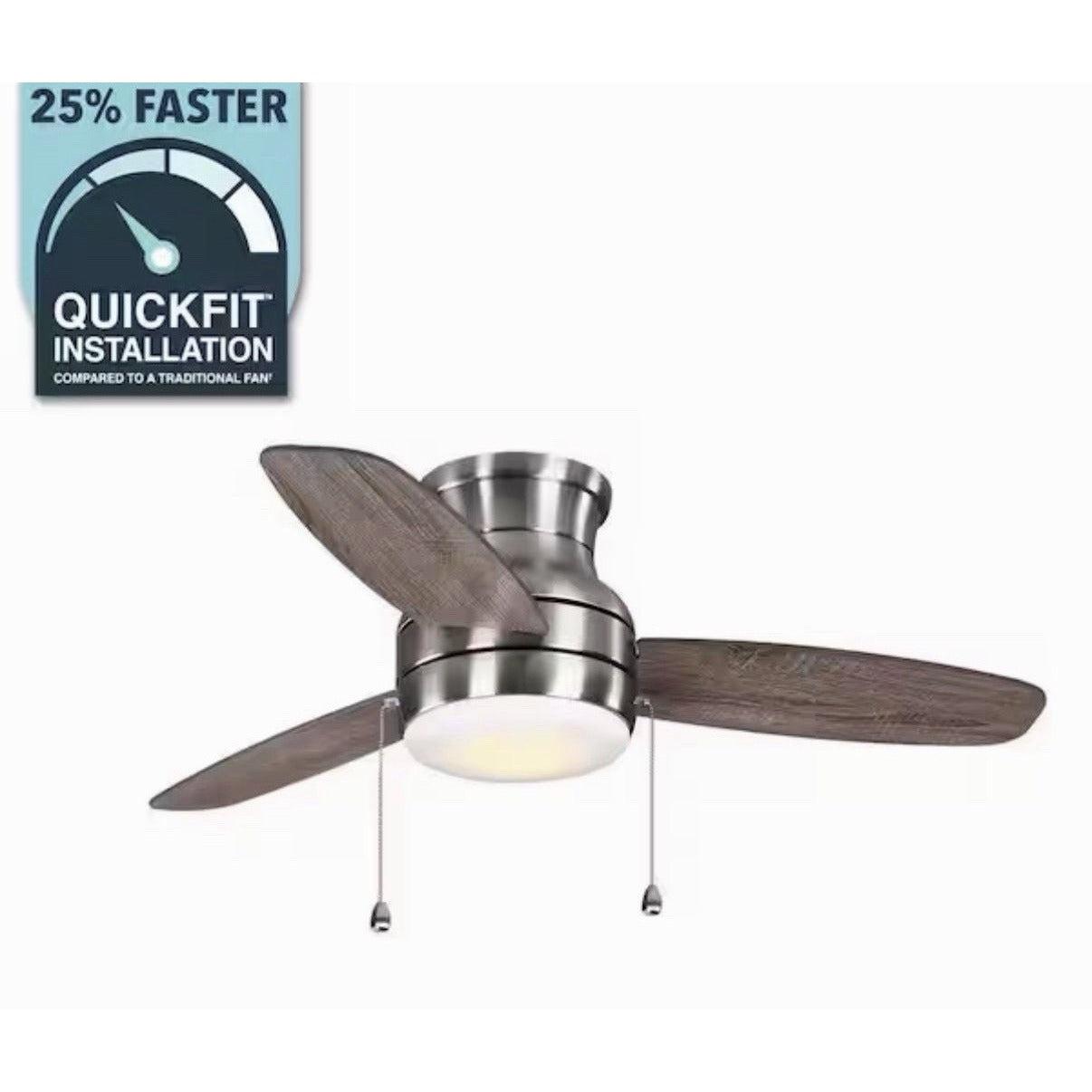 Home Decorators Ashby Park 44 in. LED Brushed Nickel Ceiling Fan w/ Light Kit