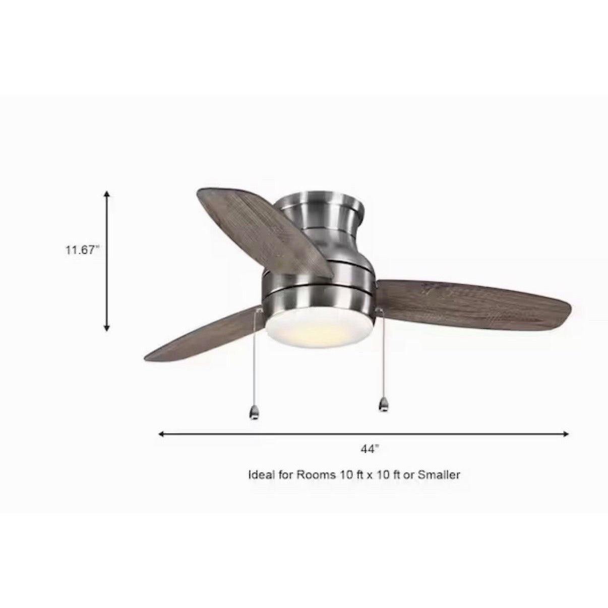 Home Decorators Ashby Park 44 in. LED Brushed Nickel Ceiling Fan w/ Light Kit