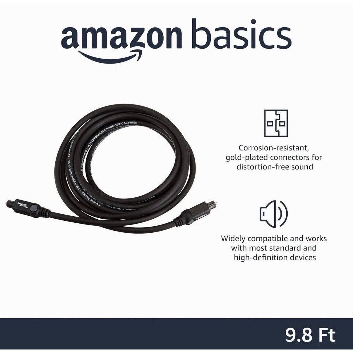 Digital Optical Audio Toslink Cable for Sound Bar, TV - 9.8 Feet 3 Meters