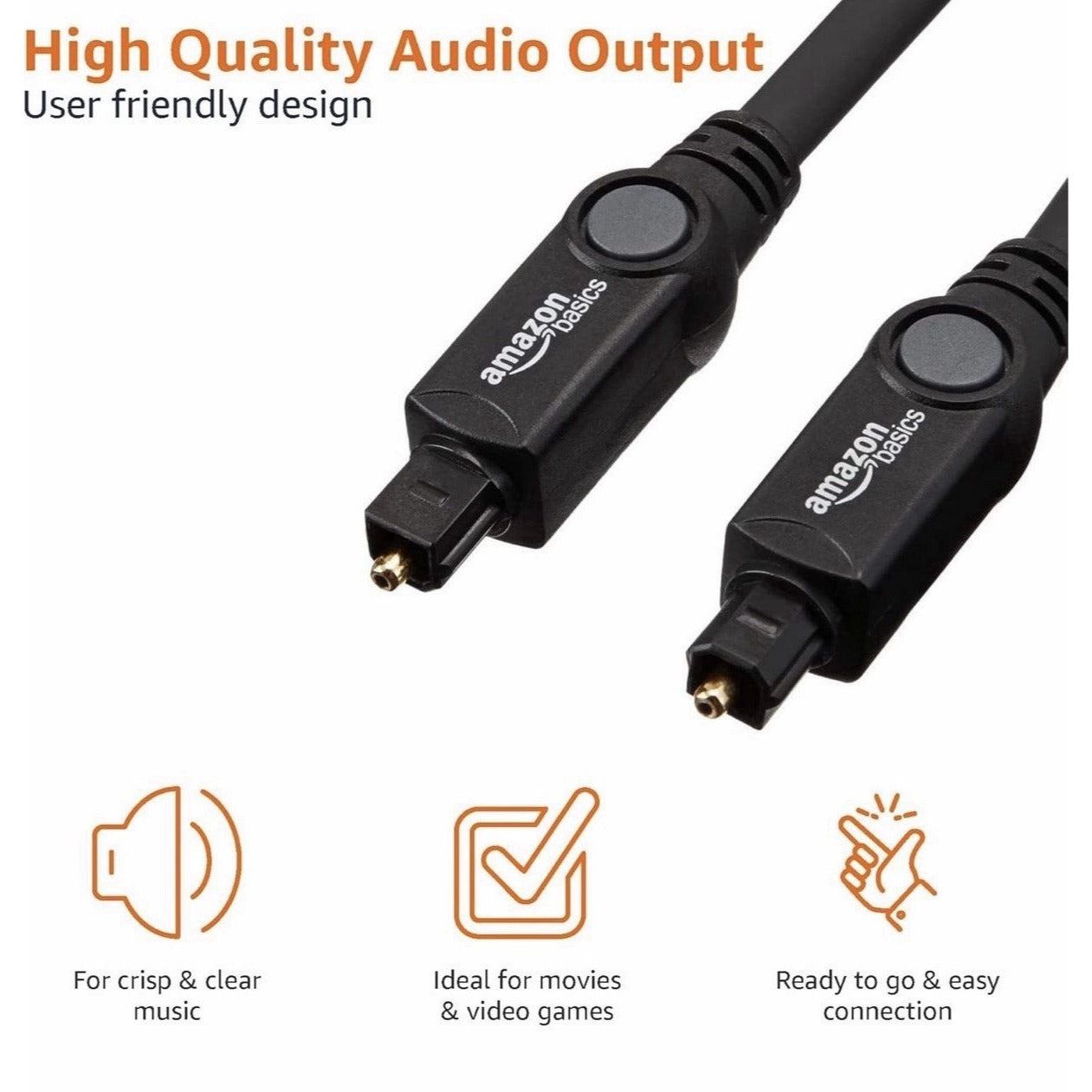 Digital Optical Audio Toslink Cable for Sound Bar, TV - 9.8 Feet 3 Meters