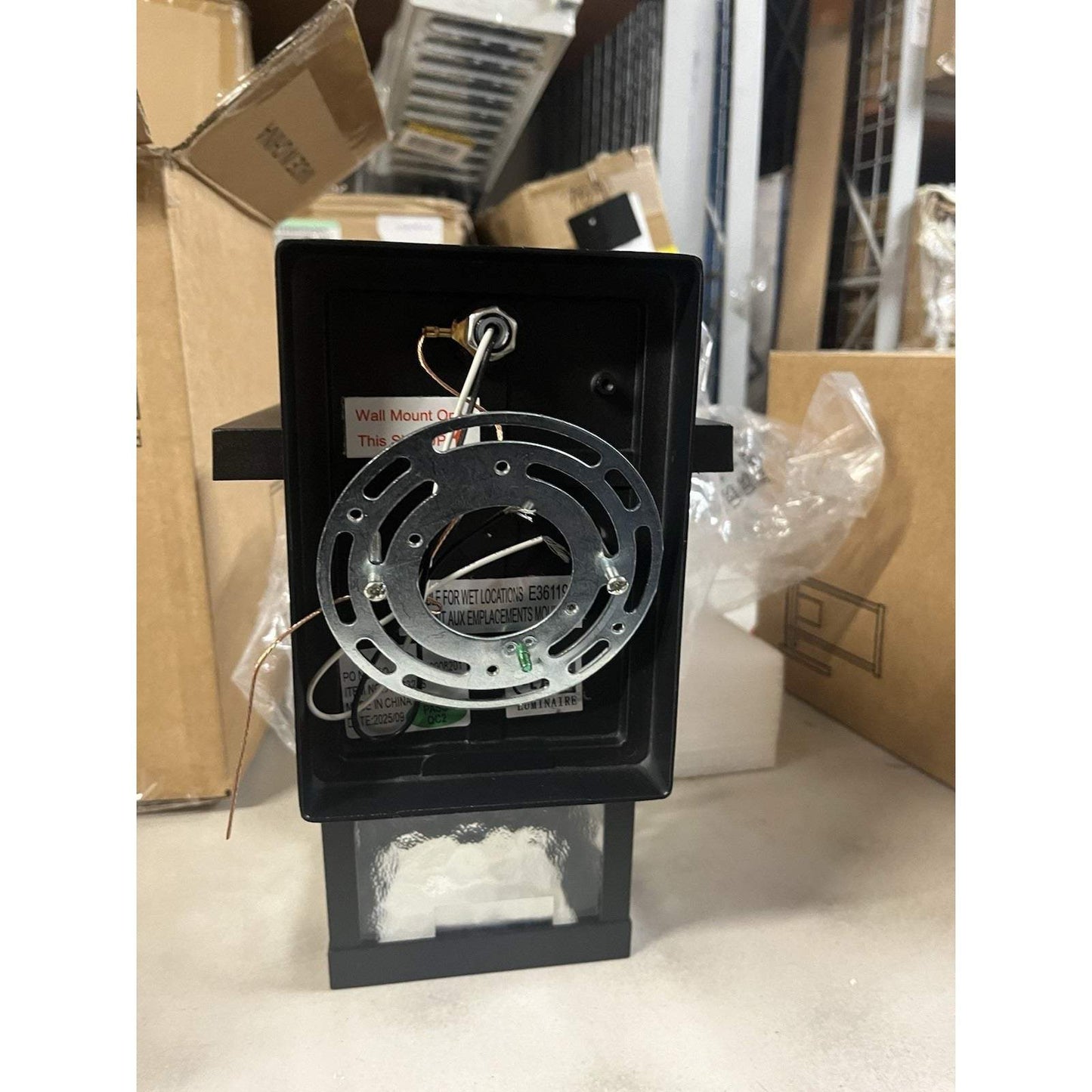 LNC Matte Black Outdoor Wall Lantern Sconce with Textured Glass Shade