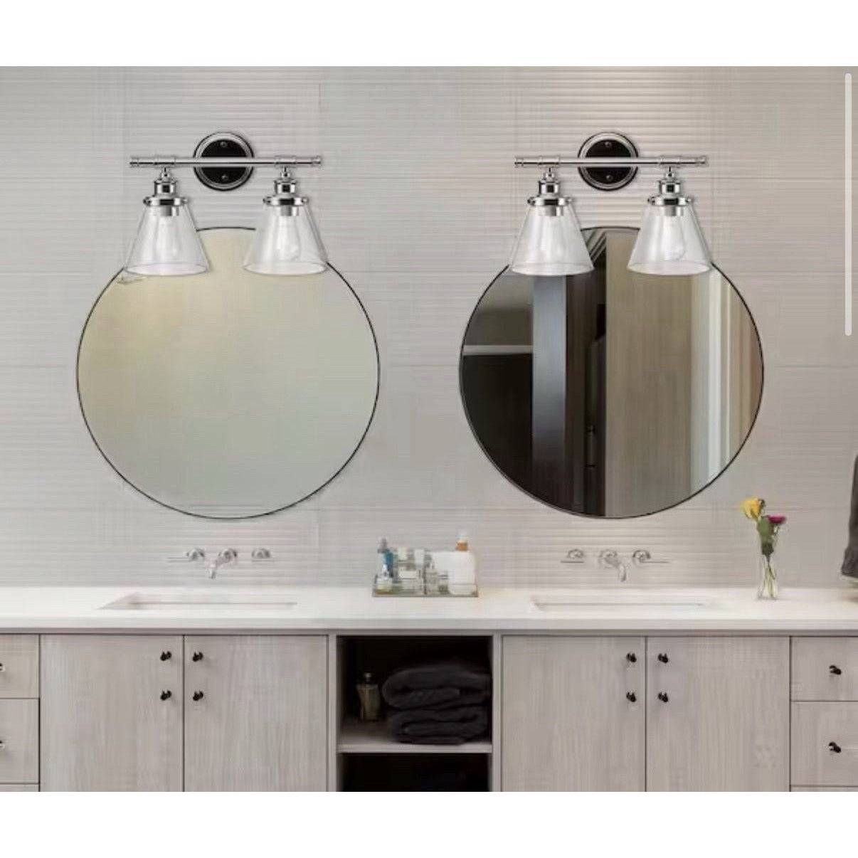Globe Electric 51412 Parker 2-Light Vanity Light, Chrome, Clear Glass Shades