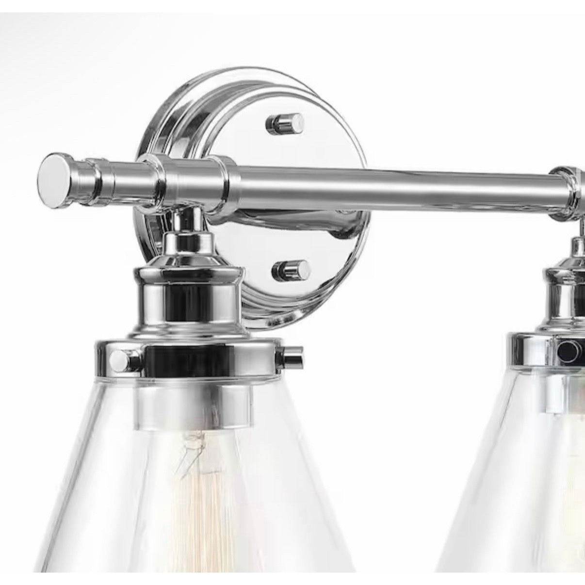 Globe Electric 51412 Parker 2-Light Vanity Light, Chrome, Clear Glass Shades