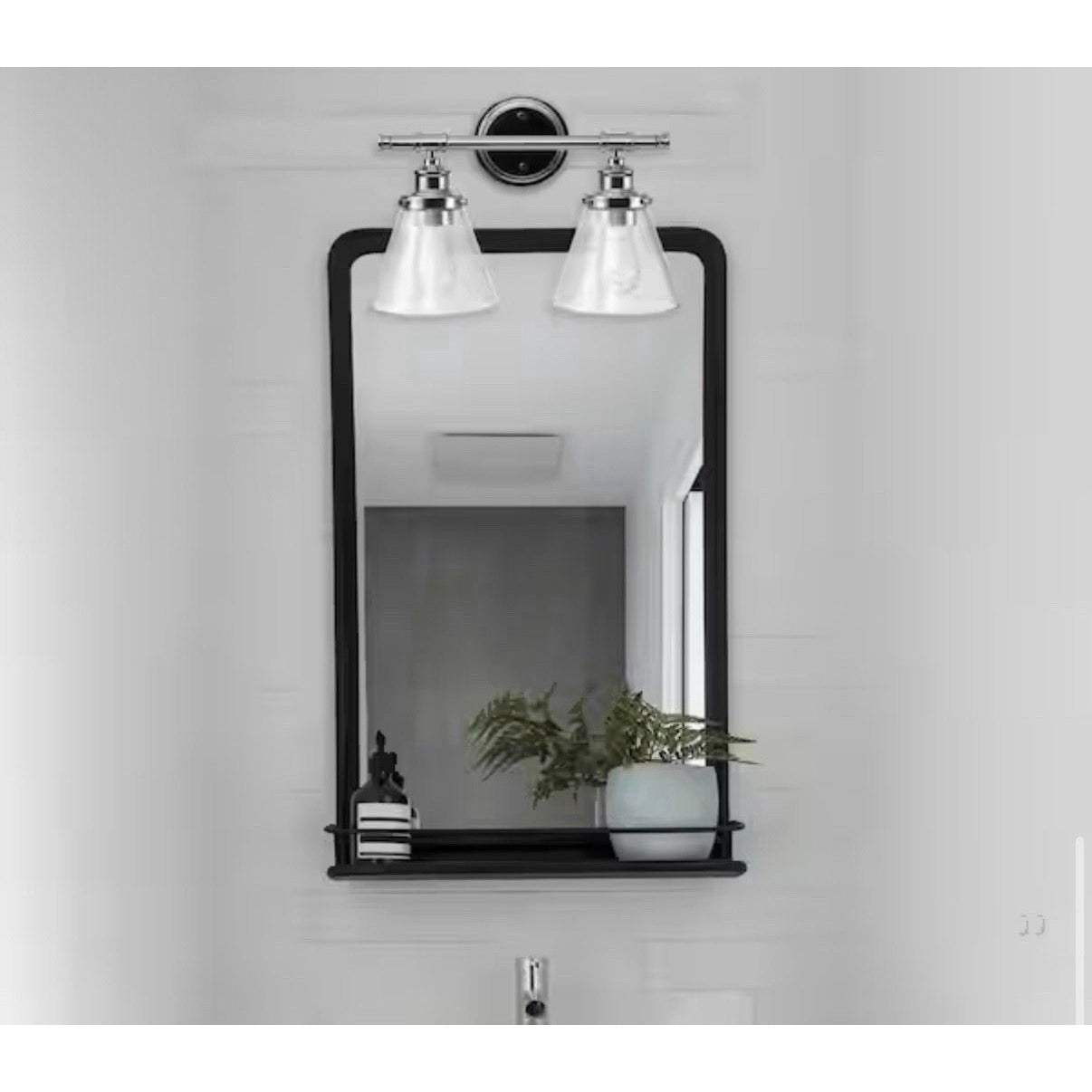 Globe Electric 51412 Parker 2-Light Vanity Light, Chrome, Clear Glass Shades