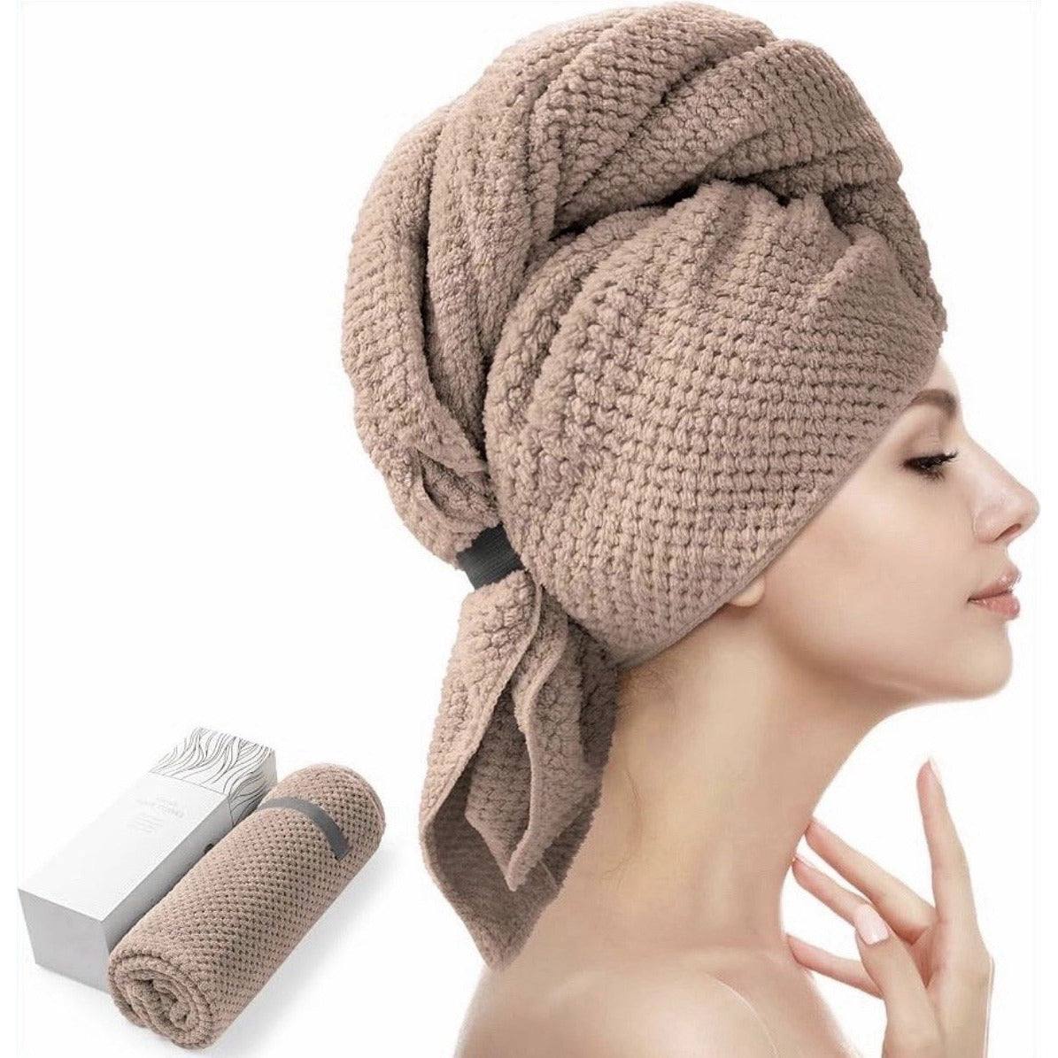 YFONG Large Hair Towel Wrap made of super absorbent microfiber for fast hair drying