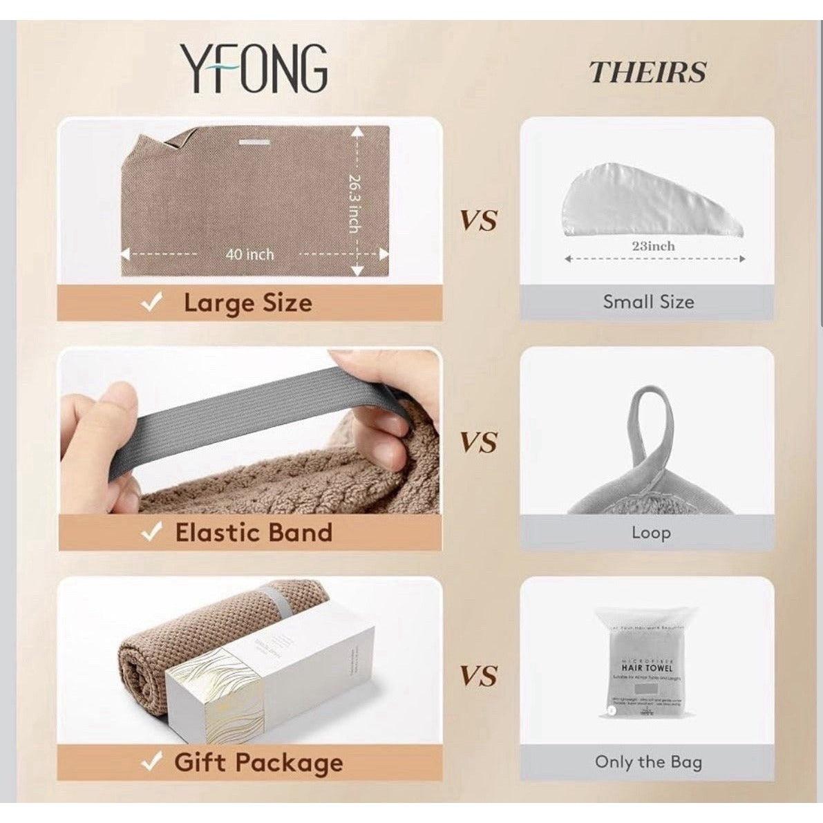 YFONG Large Hair Towel Wrap for Women, Super Absorbent Microfiber Hair Towel