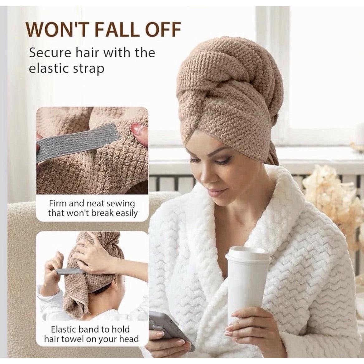 YFONG Large Hair Towel Wrap for Women, Super Absorbent Microfiber Hair Towel