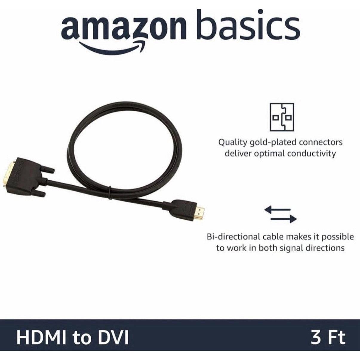 Amazon Basics HDMI A to DVI Adapter Cable, Bi-Directional 1080p, 3 Ft