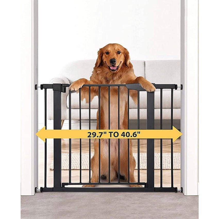Mom's Choice Awards Winner-Cumbor 29.7"-40.6" Width Auto Close Safety Baby Gate, Durable Extra Wide Dog Gate for Stairs, Doorways, Easy Walk Thru Pet Gate for House, Child Gate Includes 4 Wall Cups - Selzalot