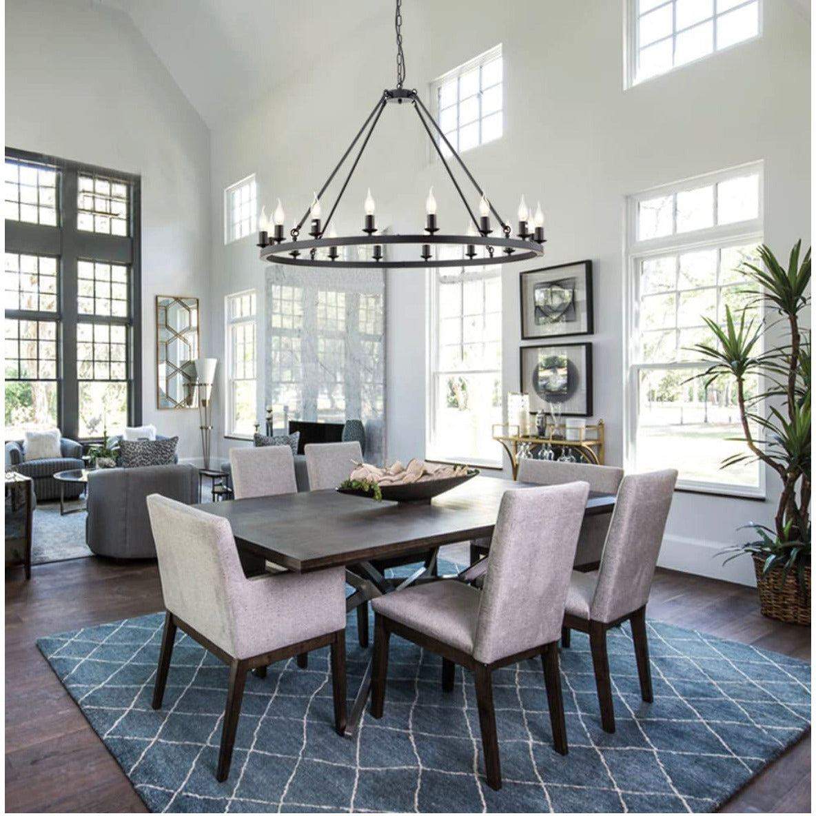 Hubrin Black Wagon Wheel Chandelier,16-Light 39.4 inch,Rustic Farmhouse Industrial Chandeliers,Kitchen Island Light Fixtures E12 Base for Living Room (Black, 39.4" 16-Light) - Selzalot