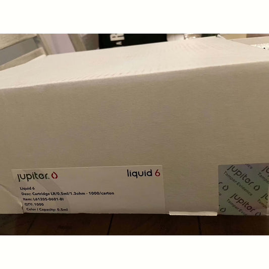 Box of 1000 Jupiter Liquid 6 empty 0.5ML 510 cartridges without tips