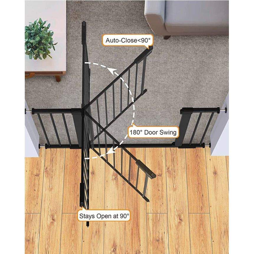Mom's Choice Awards Winner-Cumbor 29.7"-40.6" Width Auto Close Safety Baby Gate, Durable Extra Wide Dog Gate for Stairs, Doorways, Easy Walk Thru Pet Gate for House, Child Gate Includes 4 Wall Cups - Selzalot