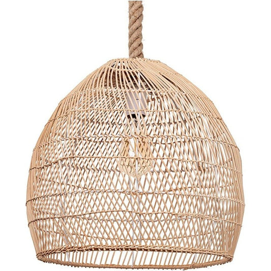 WalmHomie hand woven rattan pendant light with natural rope lampshade.