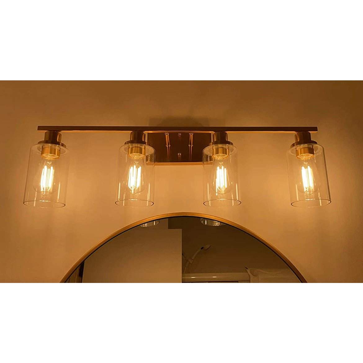Vanity Lights Fixtures TULUCE 4 Light Bathroom Light Brass Gold Wall Light with Clear Glass Shade, Modern Bathroom Wall Sconce Lighting for Bath, Living Room, Bedroom, Stairs, Gallery, Restaurant - Selzalot