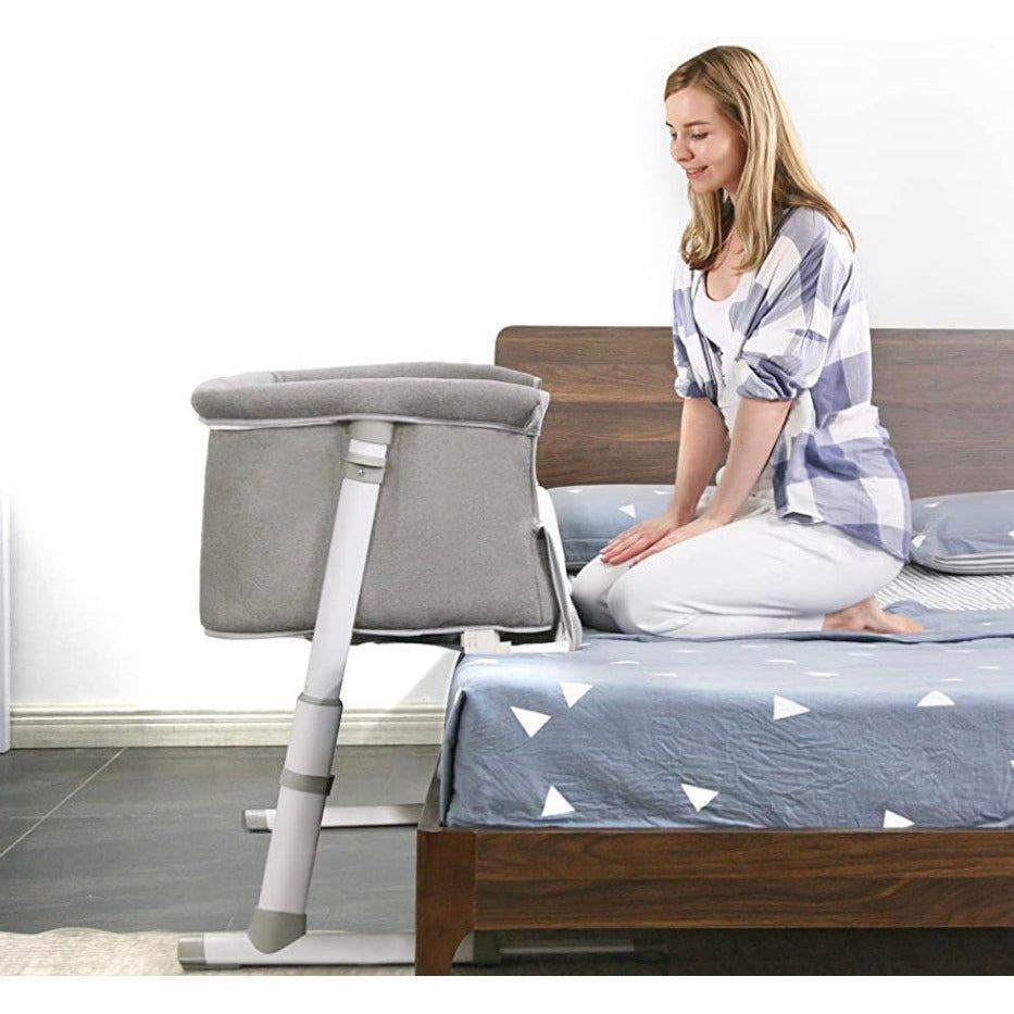 SYCYH Baby Bassinet, Bedside Sleeper for Baby with Comfy Mattress, Adjustable Bedside Crib with 9 Height Positions, Easy to Assemble Bassinets for Baby - Selzalot