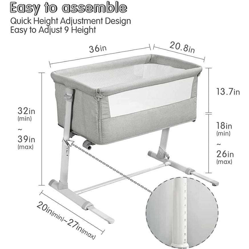 Comfy Mattress Adjustable Bedside Crib - Selzalot