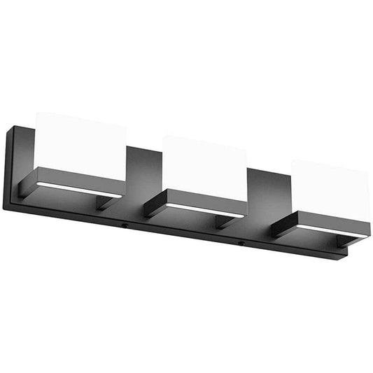 Tipace Black LED Vanity Lighting Fixture with 3 Lights, Modern Matte Black Bathroom Light, 6000K.