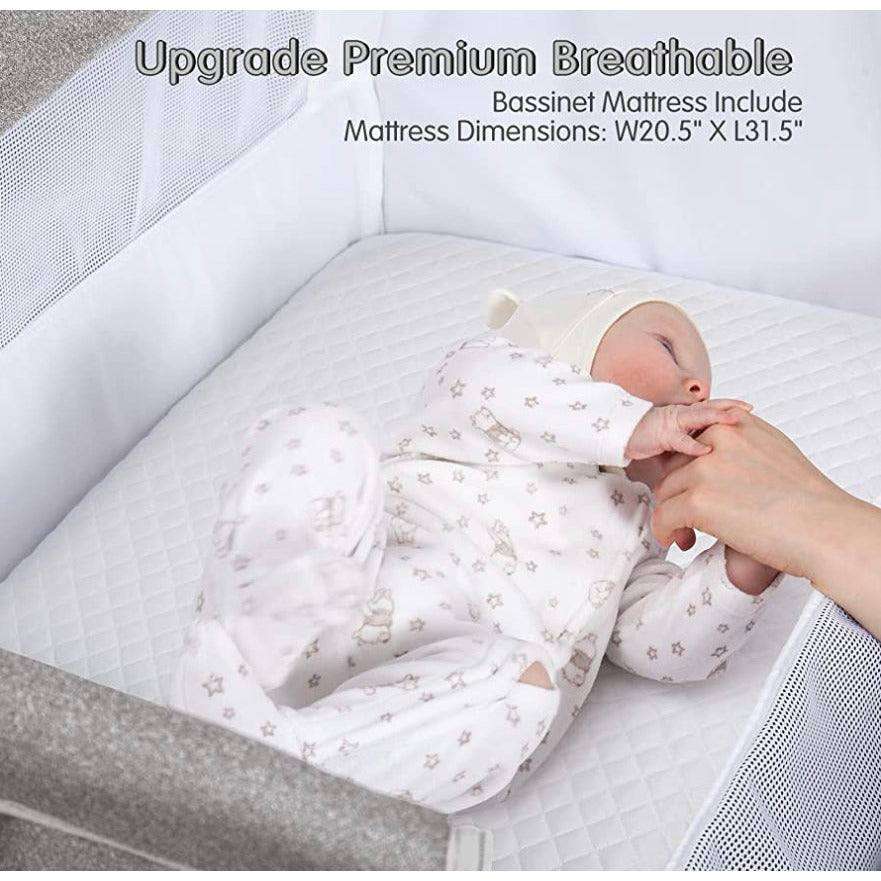SYCYH Baby Bassinet, Bedside Sleeper for Baby with Comfy Mattress, Adjustable Bedside Crib with 9 Height Positions, Easy to Assemble Bassinets for Baby - Selzalot