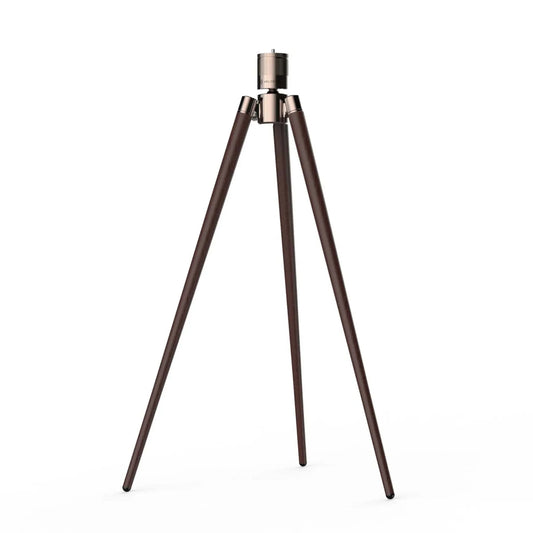 Valerion Walnut Tripod Stand with aluminum alloy base and premium walnut wood legs for stable, adjustable support