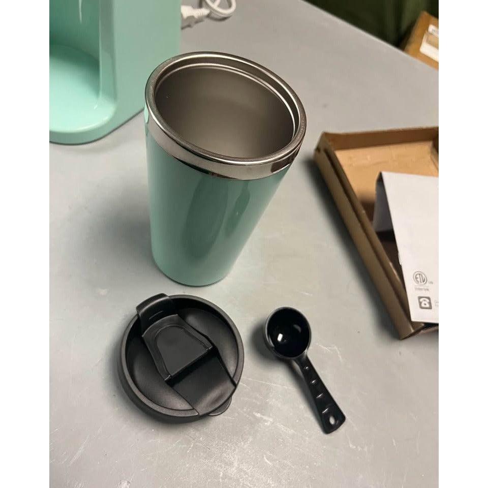 Elite Gourmet Personal Coffee Maker with Thermal Travel Mug - mint