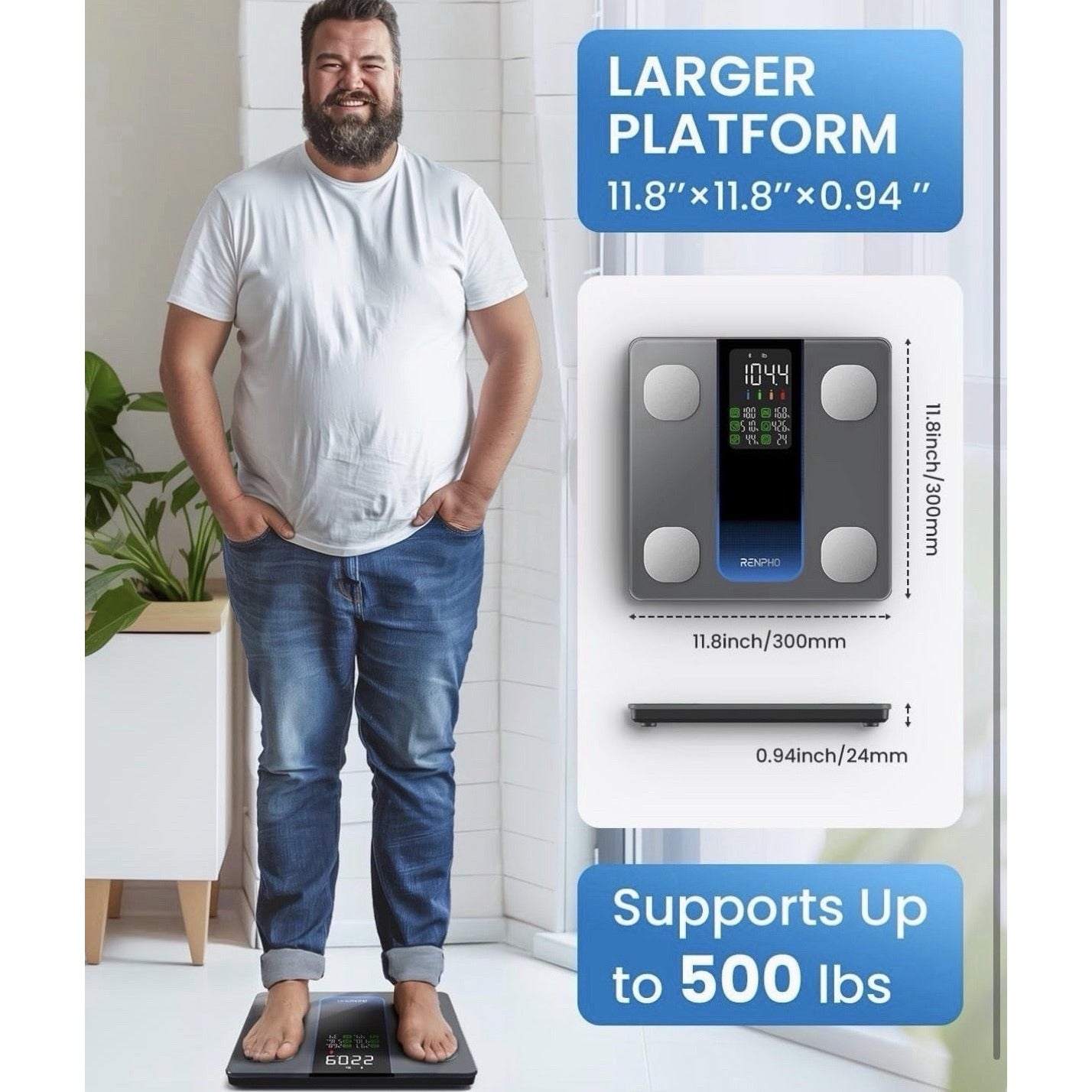RENPHO Smart Scale for Body Weight, Weight Scale with 7-in-1 Large Display for B