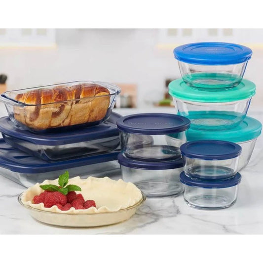 Anchor Hocking 20-piece glass bake, store, and mix kitchen set with lids