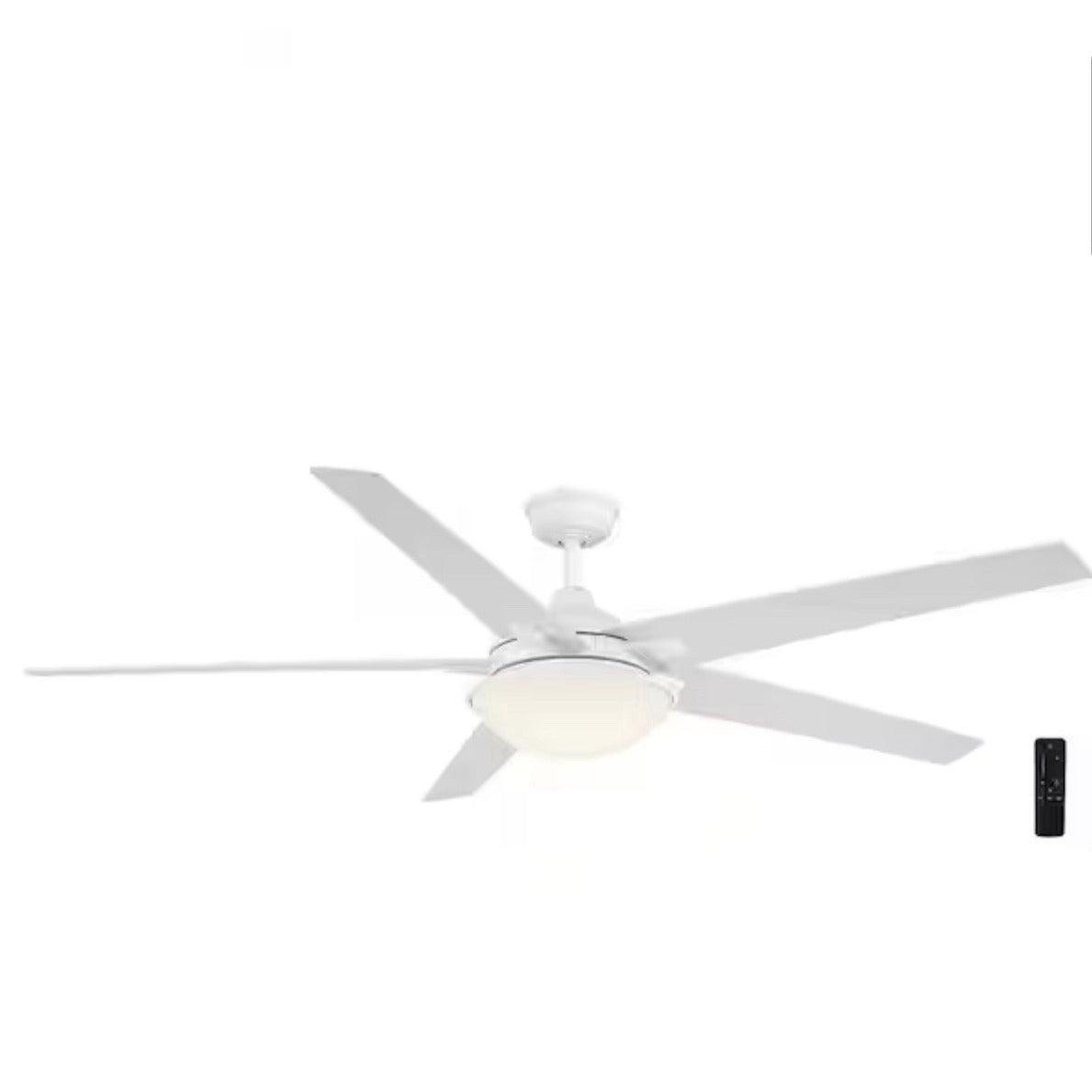 Hampton Bay Belvoy 70 in. Indoor Matte White Ceiling Fan Adjustable White LED