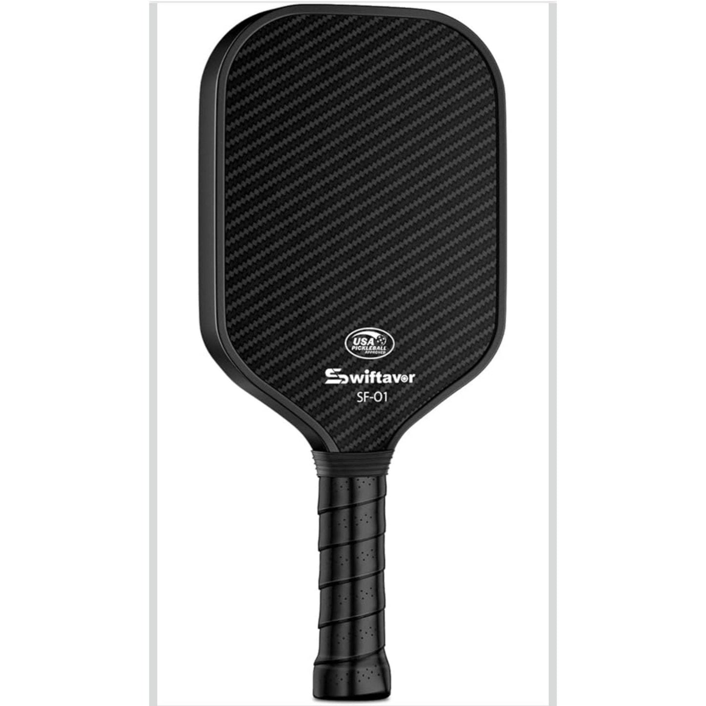 Lightweight carbon fiber pickleball paddle with 16mm honeycomb core and anti-slip grip for shock absorption and precision