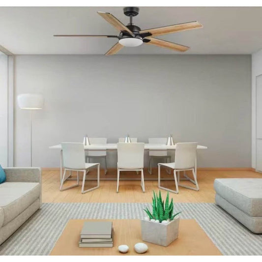 Home Decorators Collection Greenhaven 60 in. white LED matte black smart ceiling fan with remote and app control
