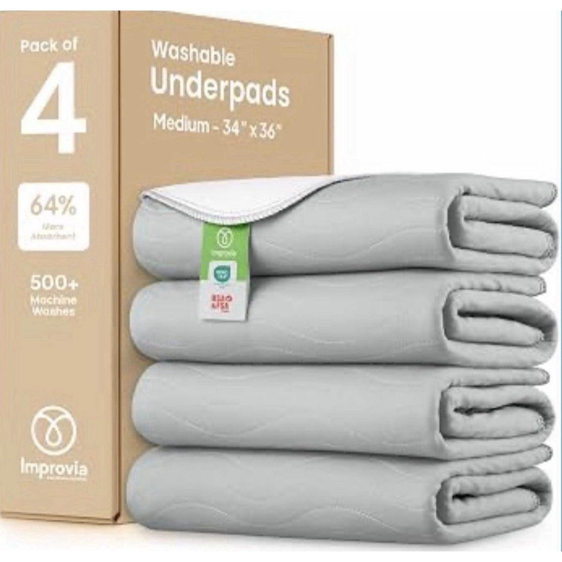 IMPROVIA® Washable Underpads heavy absorbency gray 34x36 pack of 4
