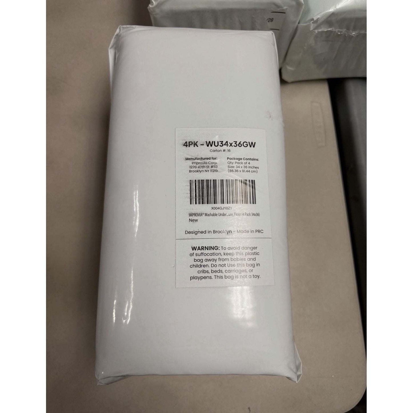IMPROVIA® Washable Underpads, Heavy Absorbency 34"x36" (Pack of 4), Gray
