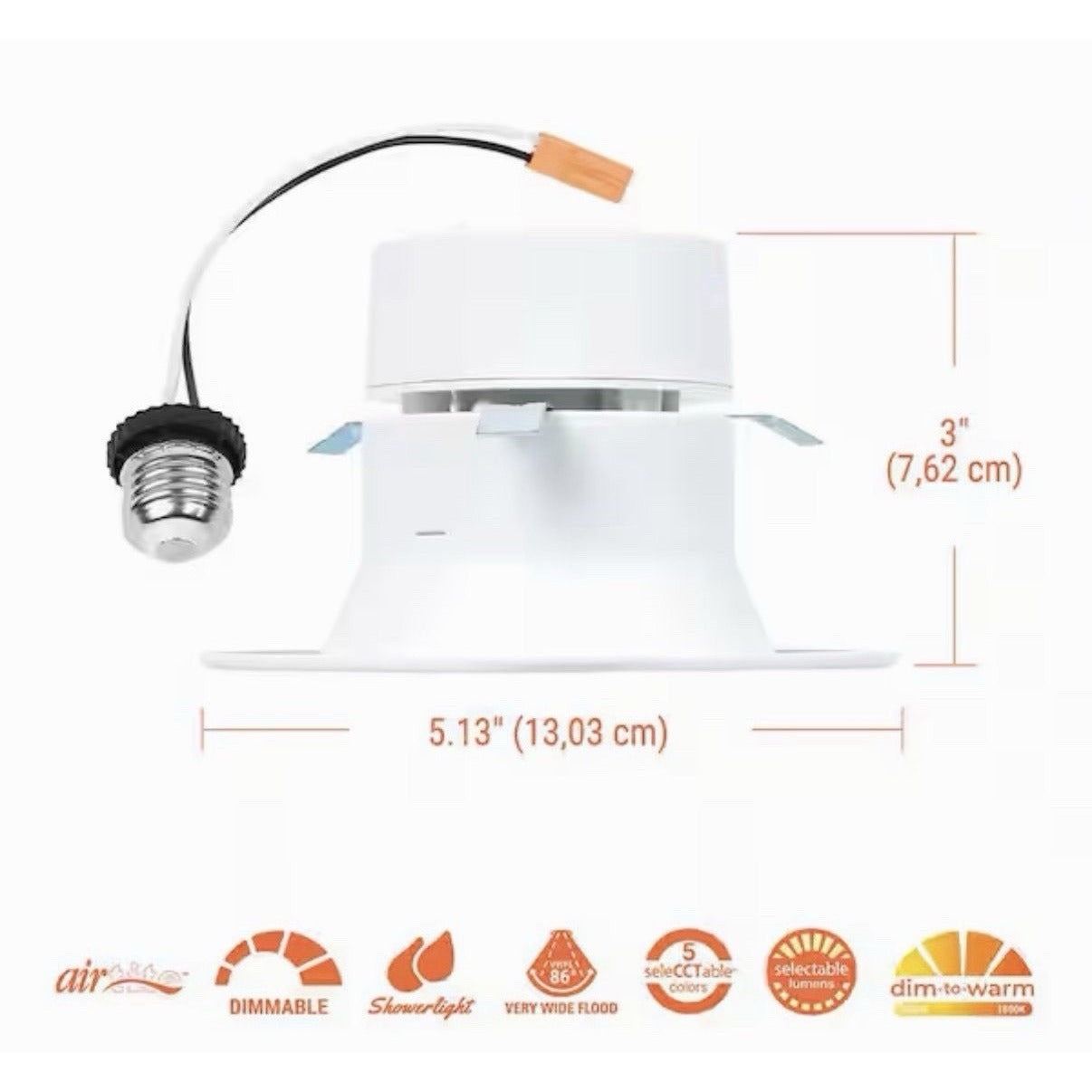 Halo RL 4 In. Canless Recessed LED Downlight, 600/900Lm, 5CCT RL4LS9FSD2W1EWH