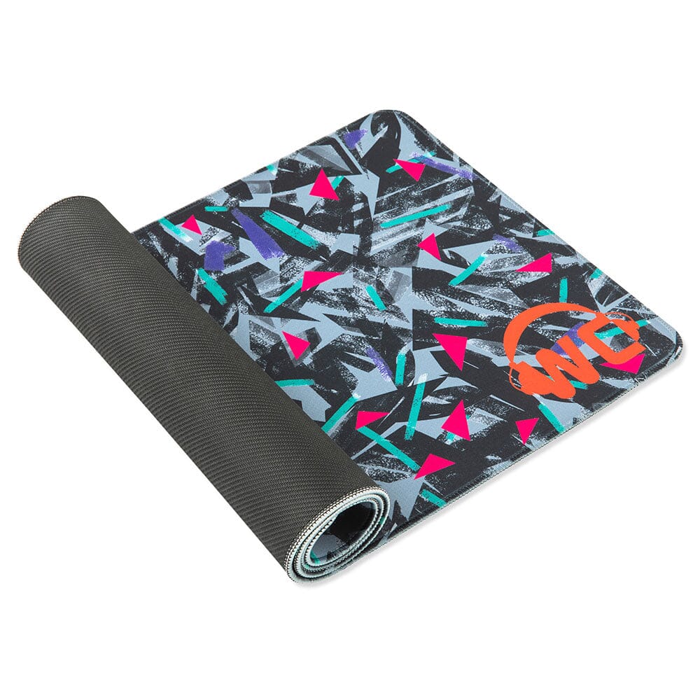 Large Gaming Mousepad WC MousepadZ with oversized surface, vibrant abstract design, and non-slip bottom for stable, precise gaming.