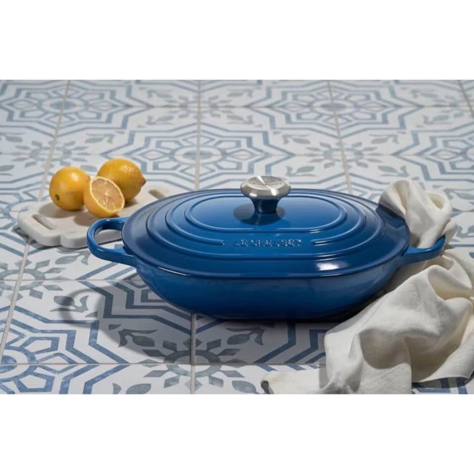 Le Creuset Enameled Cast Iron Signature Oval Casserole with Lid, 3.75 Quart, Marseille