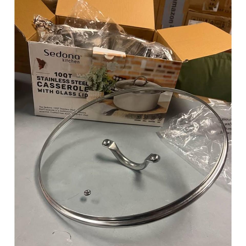 Used Good Condtion Sedona Kitchen 10-Qt Stainless Steel Casserole & Lid