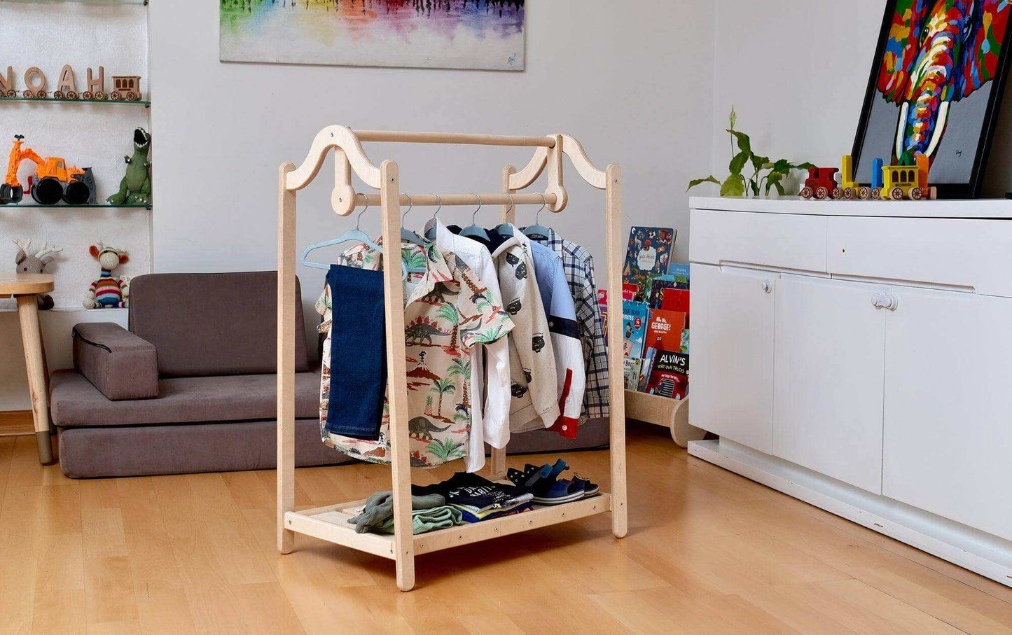 Montessori Wooden Kids Clothing Rack