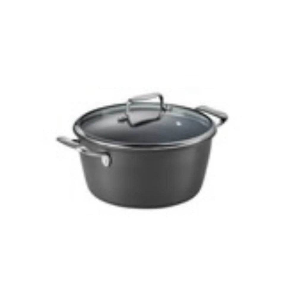 Gourmet 5 Quart hard anodized aluminum nonstick Dutch oven with glass lid and stainless steel handles