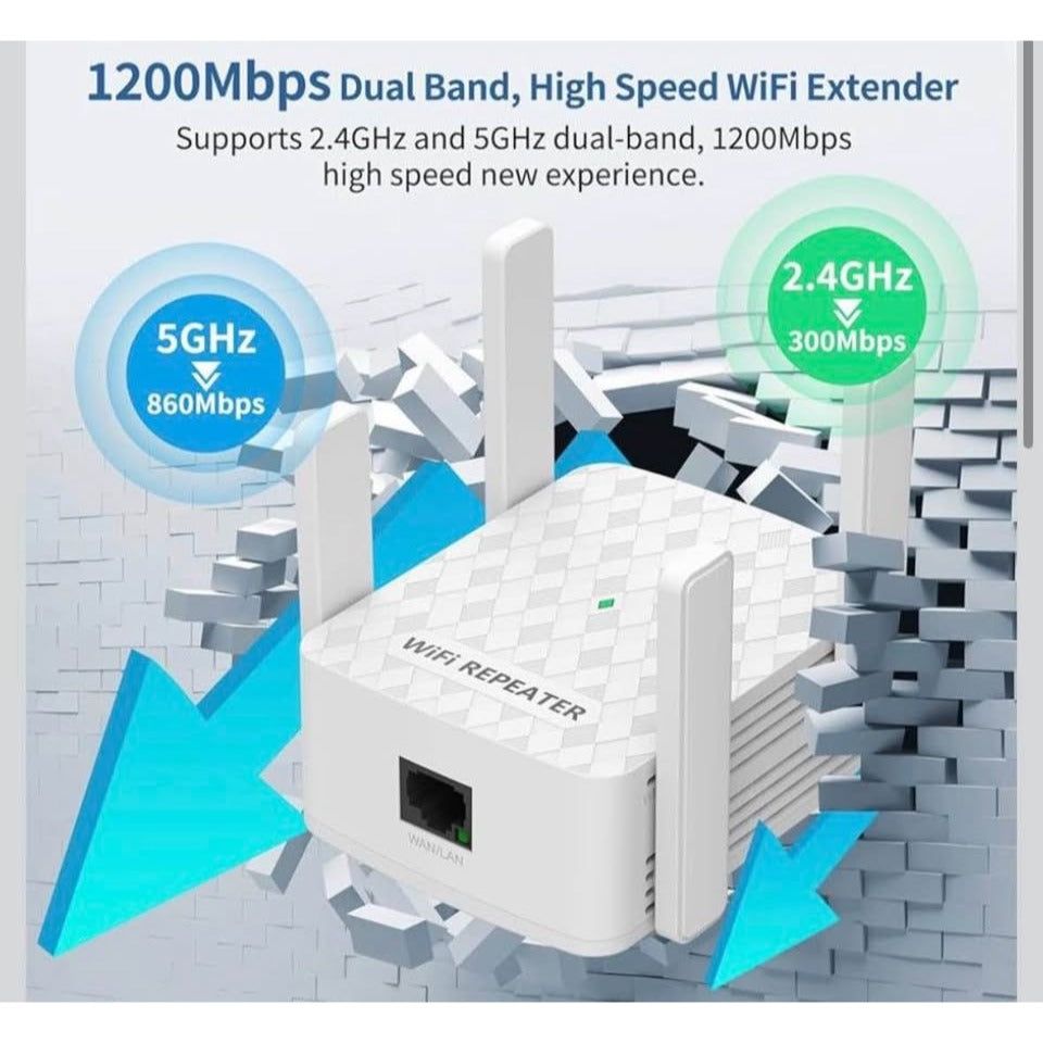 Hosmmer WiFi Extender Signal Booster, Internet Wireless Repeater for Home Coverage up to 10000sq.ft