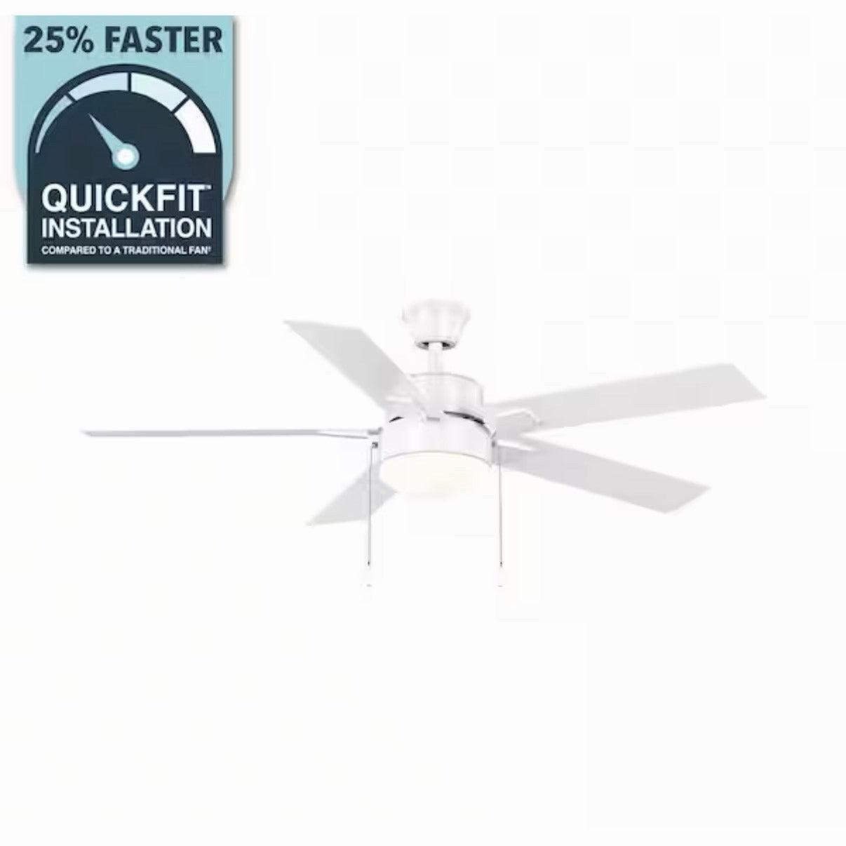 Hampton Bay 52" Corwin Indoor/Outdoor Matte White LED Ceiling Fan with Light Kit