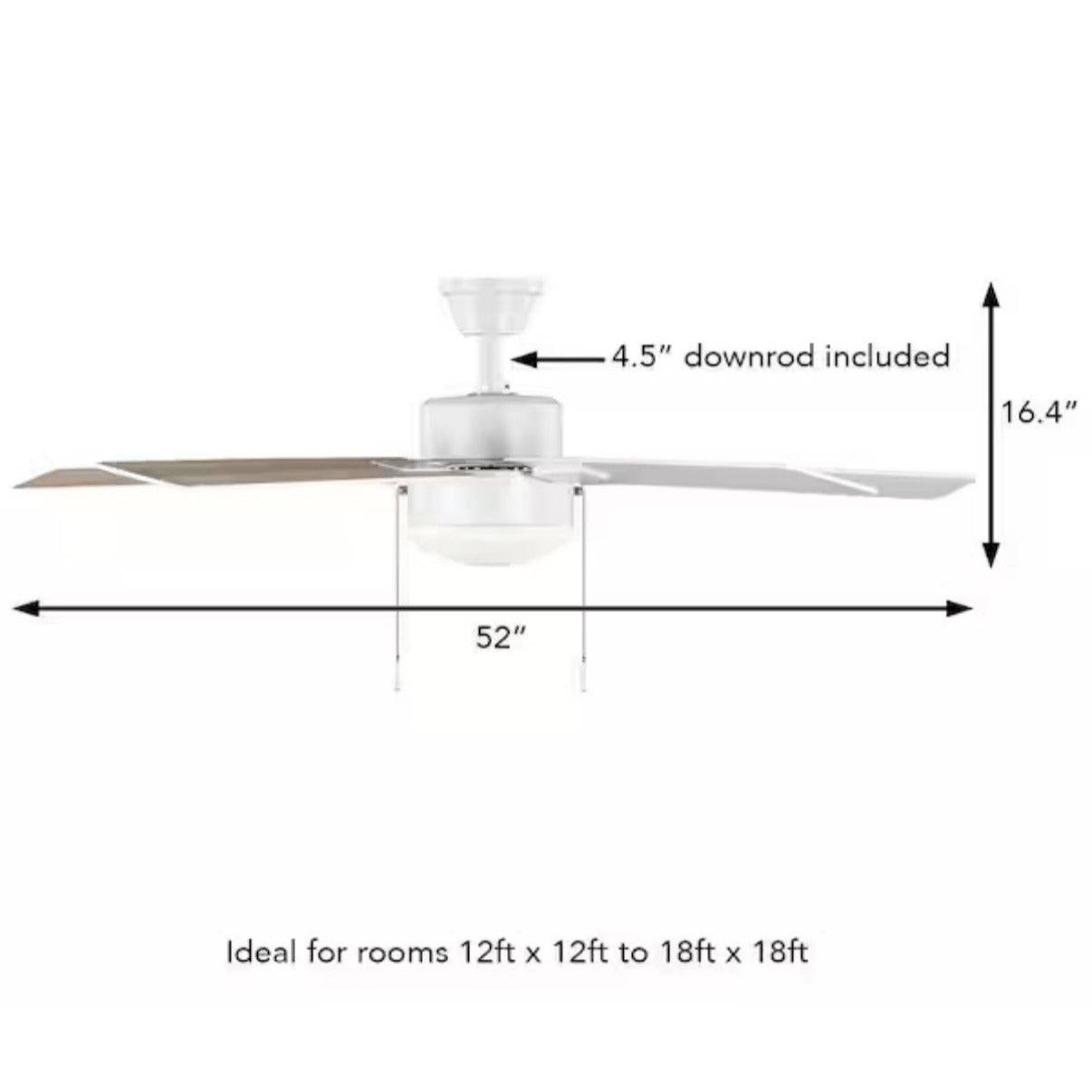 Hampton Bay 52" Corwin Indoor/Outdoor Matte White LED Ceiling Fan with Light Kit