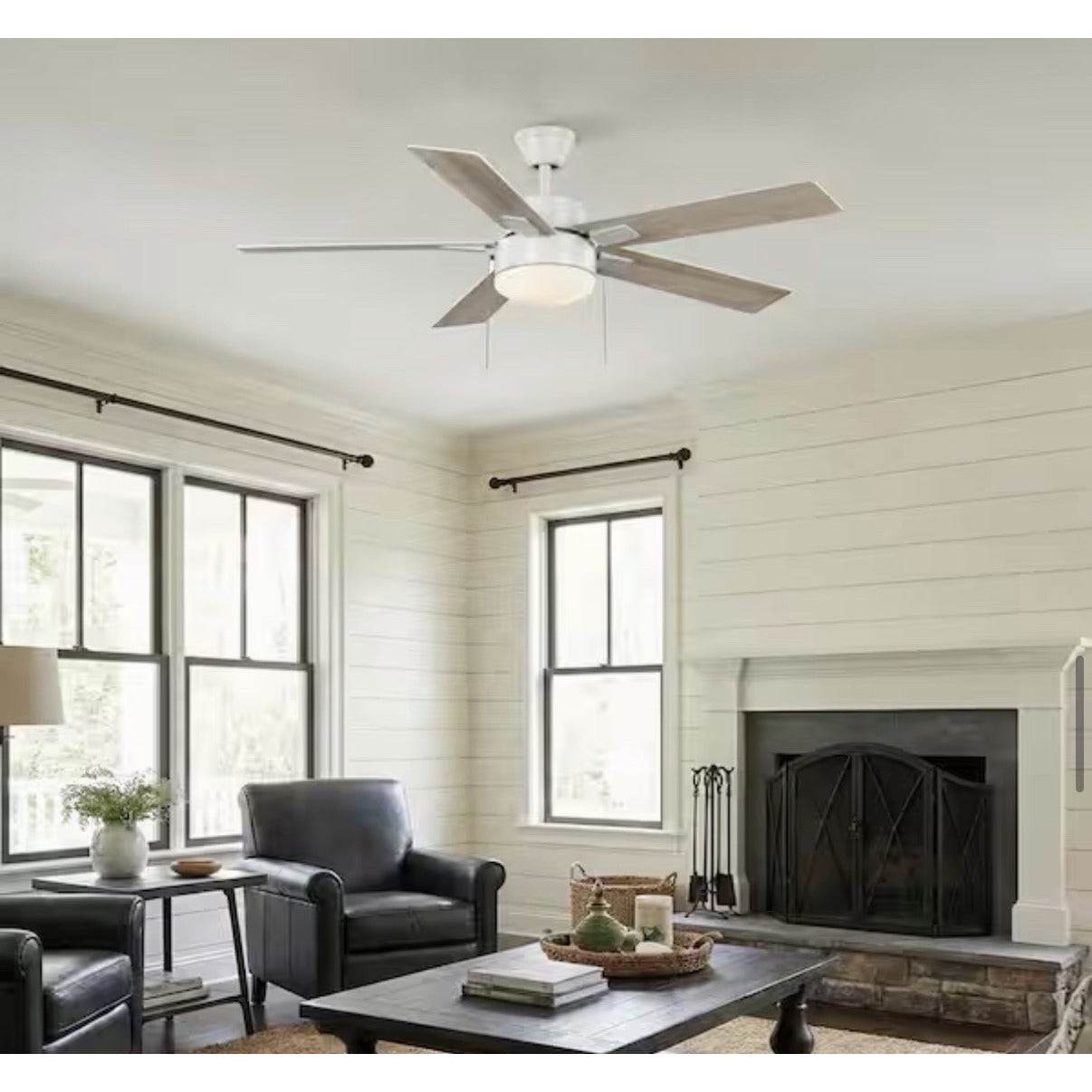 Hampton Bay 52" Corwin Indoor/Outdoor Matte White LED Ceiling Fan with Light Kit