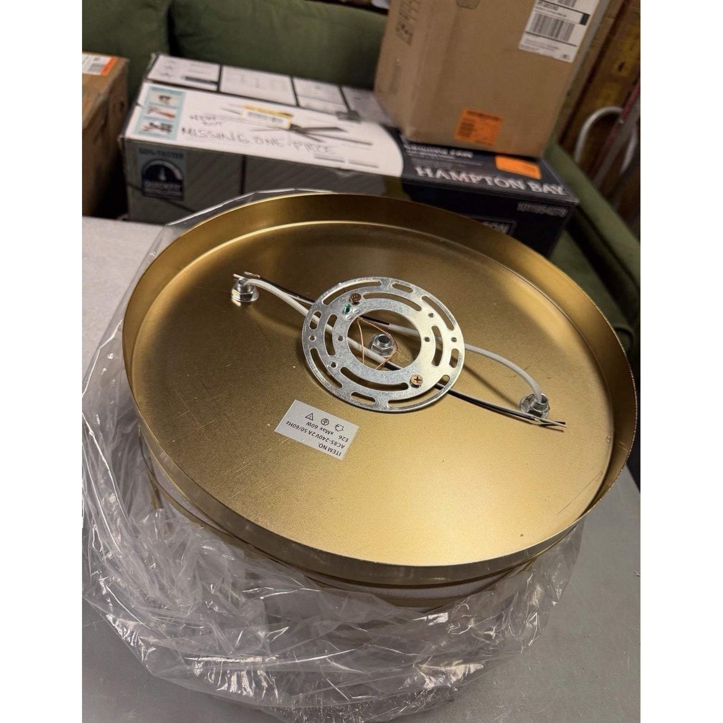 LamQee 12 in. 2-Light Brass Gold Flush Mount Water Ripple Glass Ceiling Light