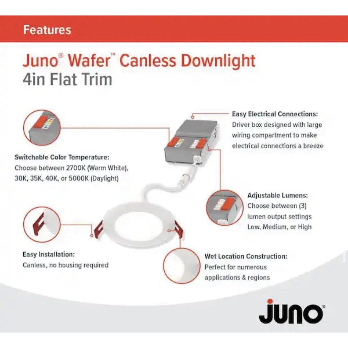 Juno Contractor Select WF 4 in. Adjustable Lumen & CCT Canless IC Rated Dimmable
