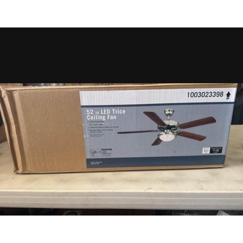 Hampton bay Trice 52 in LED Brushed Nickel Ceiling Fan